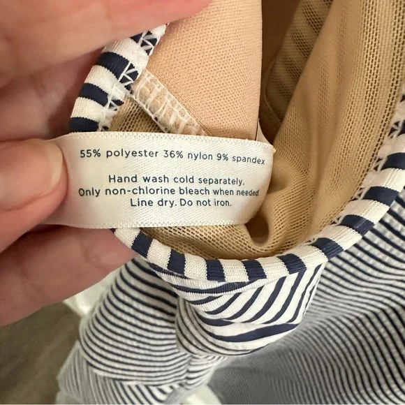 CACIQUE SWIM 18 blue striped ruffle top and bottom woman Tankini coastal - Picture 10 of 12